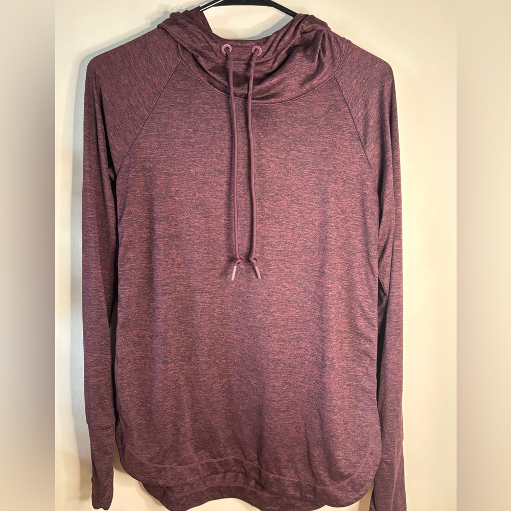 Athleta Uptempto lightweight Maroon Heathered Hoodie size S‎ w/thumbholes